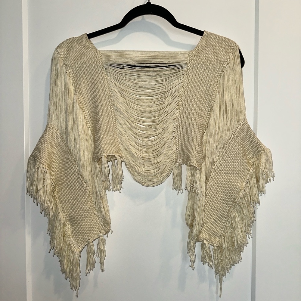 Fringed Beige Sweater